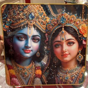 Radha Krishna Stone worked Photo frame